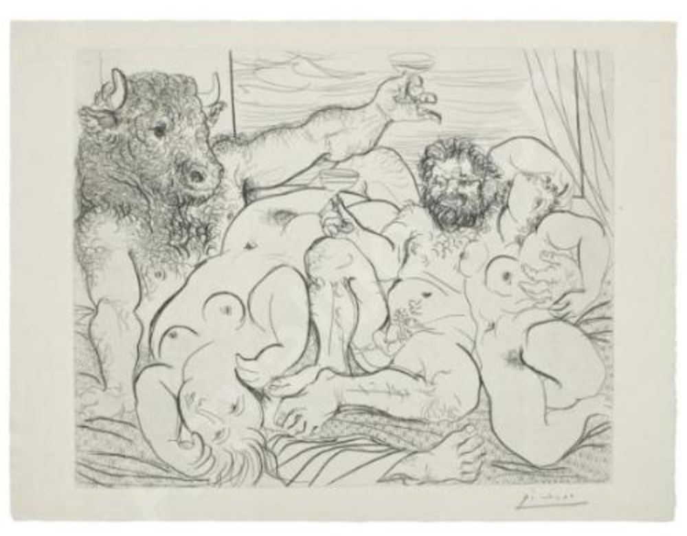 Pablo Picasso    “Scene Bachique au Minotaure”   c. 1933 etching