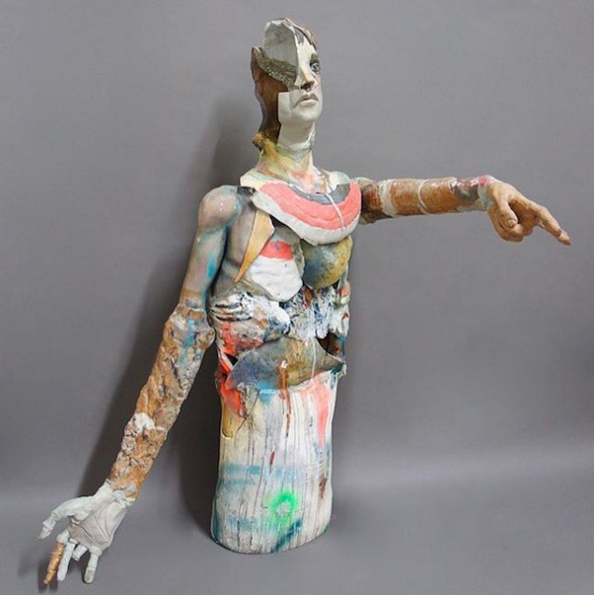 Derek Weisberg   Beneath a Widowed Moon ,&nbsp;2015 Ceramic and mixed media 37.5 x 25 x 26